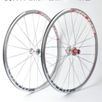 LSRRYD 700c Bicycle Wheelset Rim Brake CNC Road Bike Rim Quick Release Sealed Bearings Hubs 7-11 Speed Cassette Freewheel 23-48C Tires (Color : Red, Size : 700c)