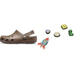 Crocs Unisex's Classic Clog, Brown (Brown Chocolate), 12 UK Jibbitz Shoe Charm 5-Pack | Personalize with Jibbitz Outerspace One-Size