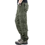 WDXPYA Men'S Cargo Pants,Men Loose Straight Multi Pockets Overalls Long Trousers Mens Casual Cotton Joggers Track Military Tactical Pants(Grass Green),40