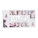 Relaxdays Cadre photos pêle-mêle 10 photos Galerie mur cadre mural Family famille HxlxP: 36,5 x 72 x 2 cm, blanc