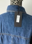 River Island Denim Shirt Button Up Long Sleeve Shacket Mid Blue UK Size 10