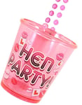 Shotglass m/Neonrosa Perlekjede "Hen Party"
