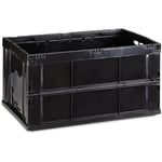 Relaxdays - Boîte pliable avec couvercle, caisse de rangement, plastique, coffre transport, 60 litres, 60x40x32 cm, noir