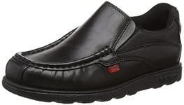 Kickers Junior Boy's Fragma Slip On Moc Toe Comfortable Leather Shoes, Black, 1 UK