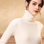 EIJFKNC Pull en Cachemire pour Femme Pull à col Haut Pull à la Mode Pull Bas Chaud, Blanc, S