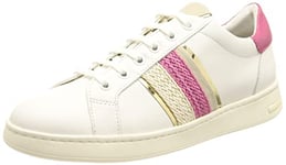 Geox Femme D Jaysen C Sneakers, White/Fuchsia, 38 EU