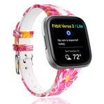 Watch Straps Compatible with Fitbit Versa/Versa 2/Fitbit Versa Lite for Women Men Silicone Fadeless Pattern Printed Replacement Floral Straps for Fitbit Versa Watch CO-FB61022 (Size Large,Color8)