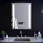 ELEGANT Bluetooth Bathroom Mirror with LED lights with Additional Features Bluetooth Audio | Clock Function | Shaver Socket | Touch control | Anti-Fog 800 x 600mm Smart LED Bathroom Mirror