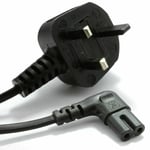 Right Angle New Figure 8 Power Cable Cloverleaf for LG TV UK Lead 1 M Black