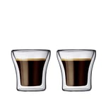 Bodum ASSAM Coffee Glass Set (Double-Walled, Dishwasher Safe, 0.1 L/4 oz) - Pack of 2, Transparent