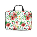 Diving fabric,Neoprene,Sleeve Laptop Handle Bag Handbag Notebook Case Cover Green Leaves Blush Red Flowers,Classic Portable MacBook Laptop/Ultrabooks Case Bag Cover 12 inches