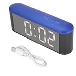 Garsent Electronic Alarm Clock, Portable Digital Mirror Alarm Clock with Thermometer, Snooze LED Alarm Clock for Travel, Bedroom, Living Room, etc(Blue Shell White Number)