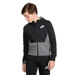 Nike Sportswear Full-Zip Club Veste Garçon, Black/Charcoal Heather/(White), FR : L (Taille Fabricant : L)