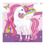 Pappersservett Unicorn Regnbåge 33x33cm 20-pack Rosa