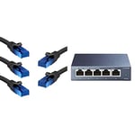 KabelDirekt - 5 x 15 m - Câble réseau, câble Ethernet & Lan & TP-Link Switch Ethernet (TL-SG105) Gigabit 5 RJ45 ports metallique 10/100/1000 Mbps