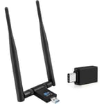 EasyULT Clé WiFi, USB 3.0 WiFi Wireless Adaptateur 1200Mbps, Clé WiFi Dongle 2 Antenne Dualband Detachable 5dBi 2.4/5.8 GHz, Compati