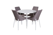 Venture Design Plaza & Leone matgrupp Vit/vit 4 st stolar & bord 100 cm
