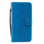 Nokia 3.4 Phone Case, Flip PU Leather Notebook Wallet Card Holder Protective Cover Lotus Butterfly Embossed with Magnetic Closure Stand TPU Bumper Shockproof Shell Case for Nokia 3.4, Blue