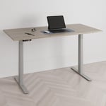 Höj och sänkbart skrivbord, 2 motorer, digital, grått stativ, ek bordsskiva 160x80 cm