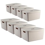 IDEA HOME Storage Boxes with Lids 8 Pieces - Plastic Storage Box - Storage Organiser - Really Useful Boxes for Storing Various Items in the Living Room, Bedroom or Bathroom, 28L