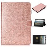 LMFULM® Case for Amazon Fire HD 8 / HD 8 Plus 2020 (8.0 Inch) PU Leather Magnetic Glitter Sparkle Cover Shining Case Smart Protective Shell with Sleep/Wake Stand Case Flip Cover Holster Rose Gold