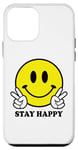 Coque pour iPhone 12 mini Jaune Happy Face Citation Positive Cool Peace Hand Smile Face
