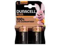 Duracell Plus - Batteri 2 X C - Alkaliskt - Svart, Koppar