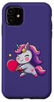 Coque pour iPhone 11 Licorne Avec Batte De Tennis De Table Pour Ping-pong