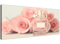 Shabby Chic Pink Cream Rose Perfume Girls Bedroom Canvas 120cm Wide - 1285