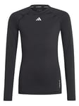 adidas Junior Boys Training Tech Fit Long Sleeve Tee - Black, Black, Size 9-10 Years