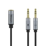 Headphone Splitter Audio Cable, TESmart 3.5mm Female to a Dual Male Headphone/Microphone Y Splitter Audio Adapter for Desktop PC, Laptop with a Combo Audio Port (1-pack,1ft))