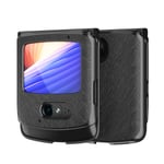 coque Razr 5G case/cross fine leather pattern case,PC all-inclusive style,180˚ folding mobile phone case for Motorola Razr 5G-Black