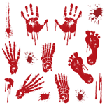 Halloween Horror Decoration Wall Stickers Blooding Handprint Blo B