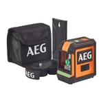AEG - Mesure laser CLG220-B, portée 20 m, laser vert, 2 lignes, avec 1 adaptateur, 2 piles aa, 1 pochette de rangement, bande vel