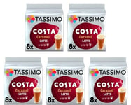 Tassimo Coffee Pods Costa Caramel Latte 5 Packs (40 Drinks)