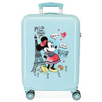 Disney Minnie Around the World cabin bag, blue, 38 x 55 x 20 cm, rigid, ABS, side combination lock 34 2 kg, 4 double wheels, hand luggage.