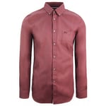 Lacoste Regular Fit Long Sleeve Burgandy Mens Button Up Cotton Shirt CH9623 C9E