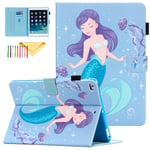 Uliking 9.7 iPad Case for iPad 6th /5th Gen 2018/2017, iPad Air 1 2 Cover, PU Leather Smart Cover Auto Sleep Wake Pencil Holder Protective Case for Apple iPad 9.7" 2017/2018, Purple Mermaid