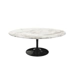 Knoll - Saarinen Oval Table - Soffbord, Svart underrede, skiva i matt vit Calacatta marmor - Svart - Svart - Soffbord - Metall/Sten