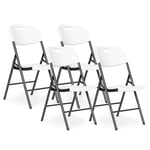 Set med 4 fällbara stolar, cateringset, metall, HDPE, vit, ModernHome