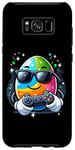 Coque pour Galaxy S8+ Manette de gamer vidéo œuf de Pâques portant des lunettes de soleil jouant