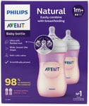 Philips Avent Natural Feeding Bottle 1 Month+ 2 Pack Pink
