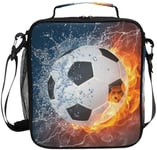 SLWXZXD Kids Lunch Box 3D Football Insulated Lunch Bags Large Lunch Tote Bag Cool Freezable Lunch Tote 5L with Shoulder Strap for Boys Men Girls