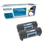 Refresh Cartridges Black 502X Toner TWIN PACK Compatible With Lexmark Printers