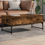 Coffee Table Smoked Oak 100x50x40 cm Engineered Wood and Metal vidaXL