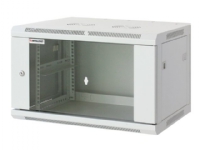 Intellinet Network Cabinet, Wall Mount (Standard), 6U, Usable Depth 350mm/Width 540mm, Grey, Assembled, Max 60kg, Metal & Glass Door, Back Panel, Removeable Sides, Suitable also for use on desk or floor, 19,Parts for wall install (eg screws/rawl plugs) not included - Skap - veggmonterbar - grå, RAL 7035 - 6U - 19