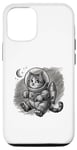Coque pour iPhone 13 drôle astronaute mignon animal chat avec étoiles dans l'espace enfants