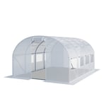 TOOLPORT Tunnelväxthus Växthus 3x4m stabil & hållbar med fönster - 180 g/m² tjock PE-presenning vit transparent
