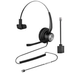 Oppetec Corded Phone Headset RJ9, Single Ear, Noise Cancelling Microphone, Compatible with Landline Phones from Avaya Mitel NEC Aastra Alcatel etc