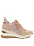 Dune London Eilin Rose Gold Wedge Lace-up Trainers, Pink, Size 8, Women